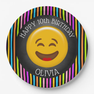 Assiettes En Carton Cute Emoji Girl's Birthday Party Plaque papier
