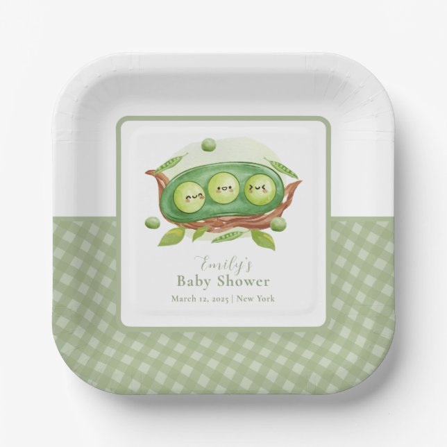 Assiettes En Carton Cute En vichy Verdure Pois Doux Dans Baby shower D (Recto)