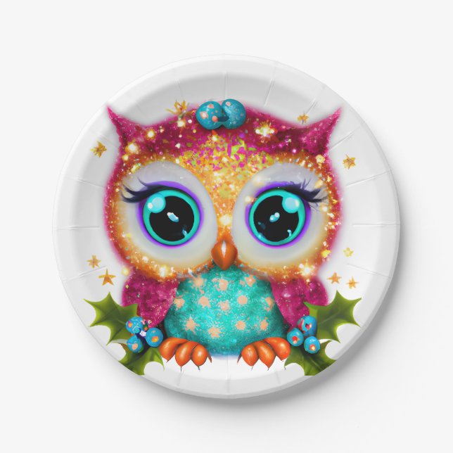 Assiettes En Carton Cute et adorable Kawaii Baby Owl (Devant)