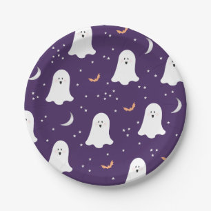 Assiettes En Carton Cute Fantômes Halloween Plaque en papier violet fo