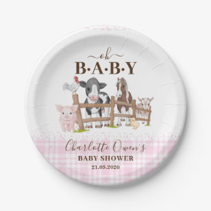 Assiettes En Carton Cute Farm Animaux Barnyard Baby shower