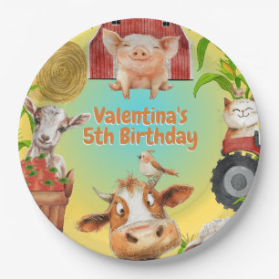 Assiettes En Carton Cute Farm Animaux Colorful Girl Boy Barnyard Party