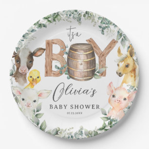Assiettes En Carton Cute Farm Animaux Verdure Garçon Grange Baby showe