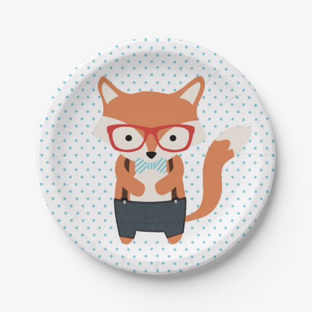 Assiettes En Carton Cute fox boisé animaux de la fête (Devant)