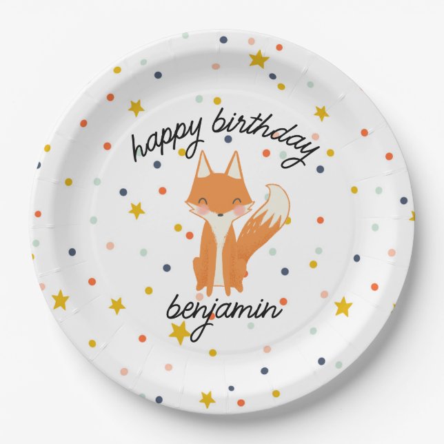 Assiettes En Carton Cute Fox Moderne Plaques de papier pour enfants (Devant)
