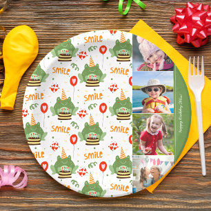 Assiettes En Carton Cute Frog Motif Smile Texte Heureux Anniversaire P