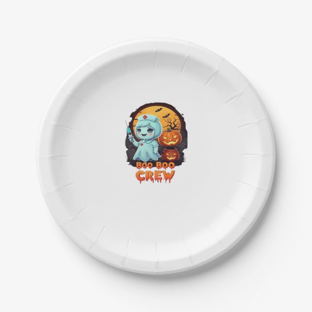 Assiettes En Carton Cute Ghost Nurse - Boo Boo Crew Halloween Fun Clas (Devant)
