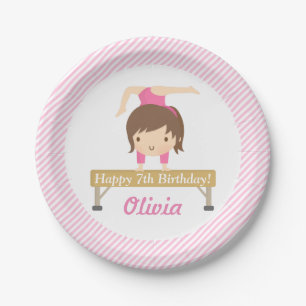Assiettes En Carton Cute Girl Gymnastics Anniversaire de enfant Party