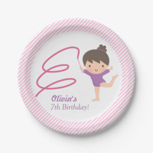 Assiettes En Carton Cute Girl Gymnastics Anniversaire de enfant Party 