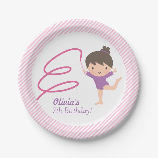 Assiettes En Carton Cute Girl Gymnastics Anniversaire de enfant Party  (Devant)