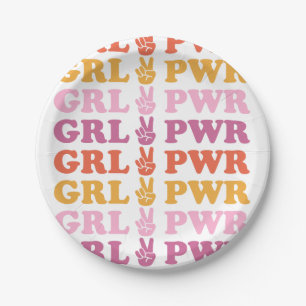 Assiettes En Carton Cute Girl Power with Heart Paper Plate