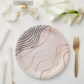 Assiettes En Carton Cute Girl Rose Bohême Rose Gold Design