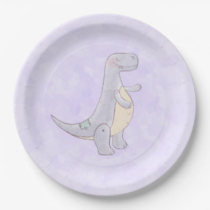Assiettes En Carton Cute Gray Tyrannosaure Rex Dinosaur Toy