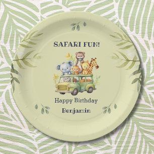 Assiettes En Carton Cute Green Jungle Animal Safari Anniversaire