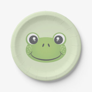 Assiettes En Carton Cute Grenouille verte   Plaque de papier