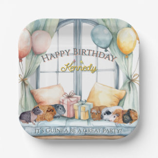 Assiettes En Carton Cute Guinea Pig Watercolor Birthday Party