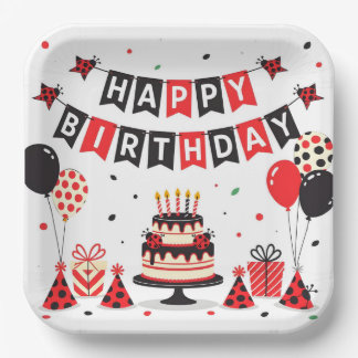 Assiettes En Carton Cute Happy Birthday ladybug theme