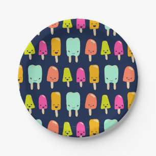 Assiettes En Carton Cute Happy Fruit Popsicle Kawaii Face Plaque de pa