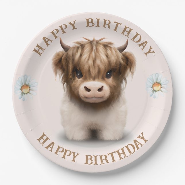 Assiettes En Carton Cute Highlands Scottish Cow (Devant)