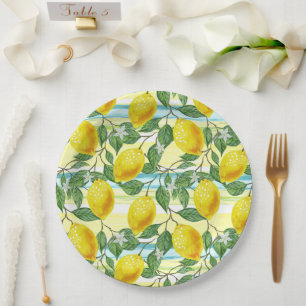 Assiettes En Carton Cute Hip Tropical Summer Lemon Fruit Art Motif