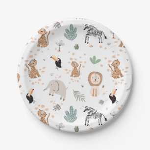 Assiettes En Carton Cute Jungle Rainforest Animaux Motif