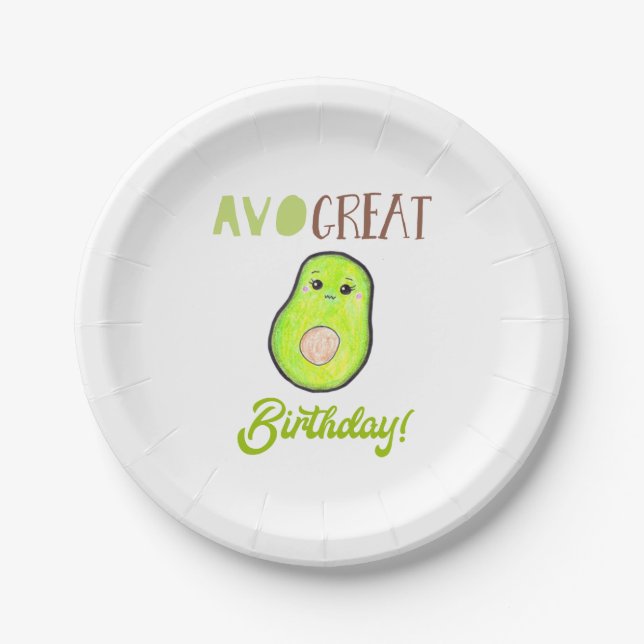 Assiettes En Carton Cute Kawaii Avocado Avo Great Birthday Sweet (Devant)