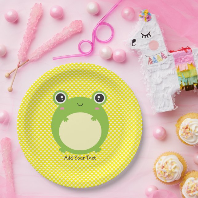 Assiettes En Carton Cute Kawaii Frog Personnalisé (Fête)