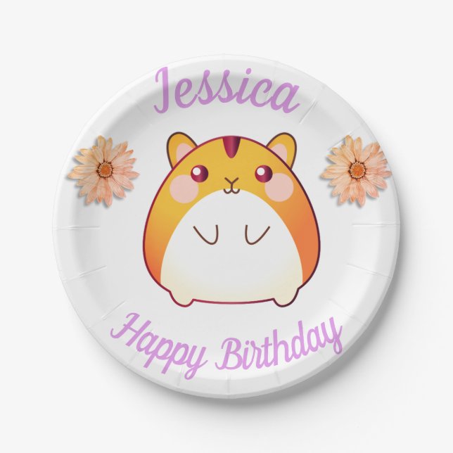 Assiettes En Carton Cute Kawaii Hamster personnalisé (Devant)