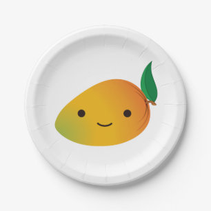 Assiettes En Carton Cute Kawaii Mango souriant
