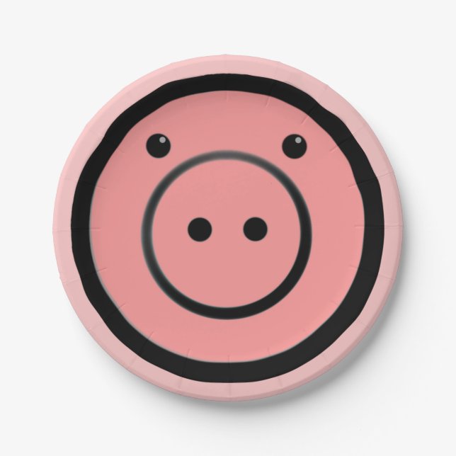 Assiettes En Carton Cute Kawaii Pink Piggy Pig Vector Art (Devant)
