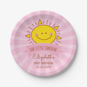 Assiettes En Carton Cute Kawaii Pink Sunshine Enfants 1ère fête d'anni