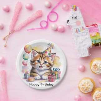 Assiettes En Carton Cute Kitten Birthday Party