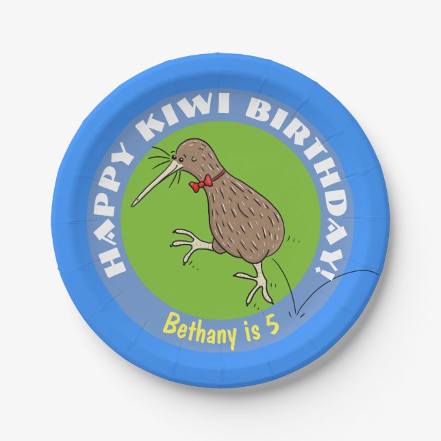 Assiettes En Carton Cute kiwi oiseau heureux d'anniversaire caricature (Devant)