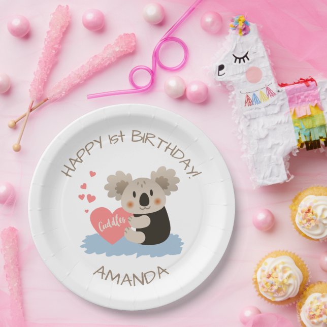 Assiettes En Carton Cute Koala Cuddles ID386 (Fête)