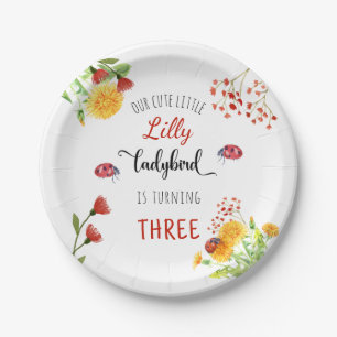 Assiettes En Carton Cute Ladybird Watercolor Girls Printemps été