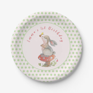 Assiettes En Carton Cute lapin rose 1er anniversaire Plaque de papier