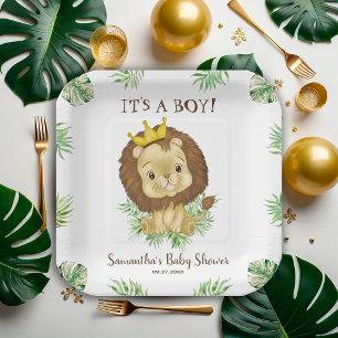 Assiettes En Carton Cute Lion Baby shower thème Aquarelle Safari