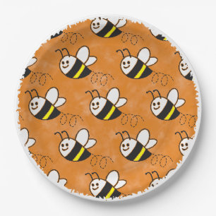 Assiettes En Carton Cute Little Bee Motif Baby shower aquarelle