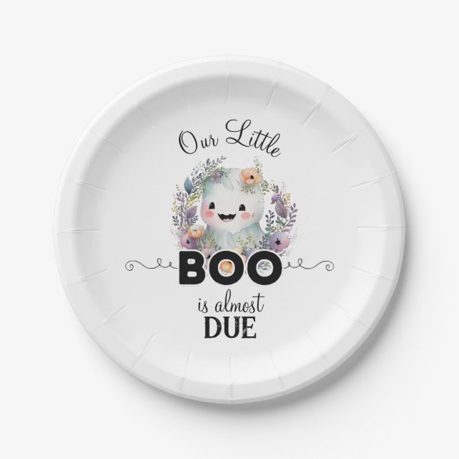 Assiettes En Carton Cute Little Boo Halloween Plaques Baby shower Déco (Devant)