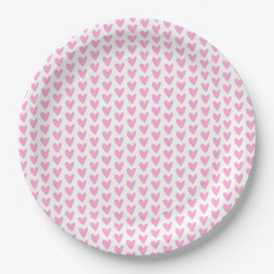 Assiettes En Carton Cute Little Hot Rose Hearts Motif