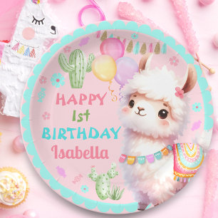 Assiettes En Carton Cute Llama Fun Whimsical Colorful Girl Anniversair