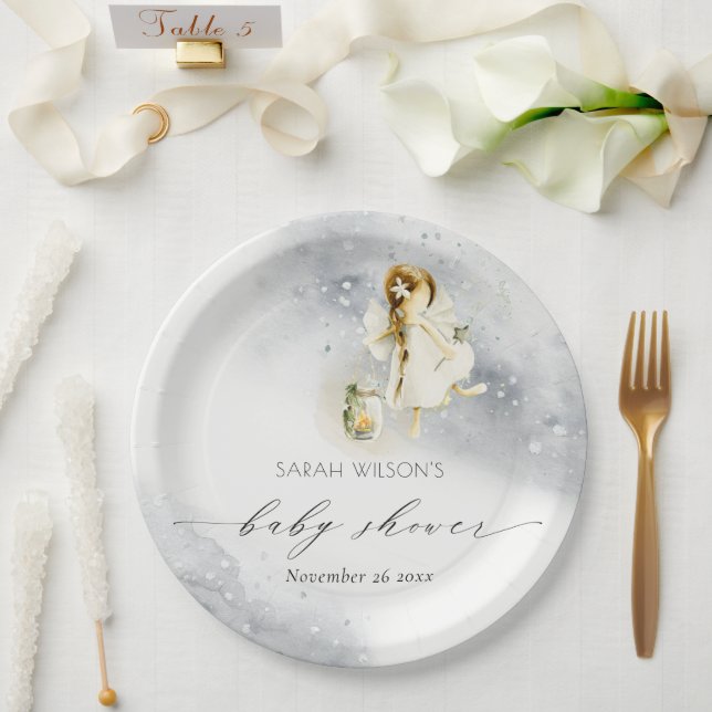 Assiettes En Carton Cute Magique Aquarelle étoilée Baby shower de fée (Mariage)