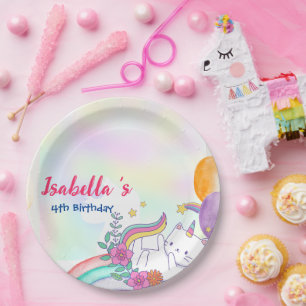 Assiettes En Carton Cute Magique Rainbow Cat Unicorn fête d'anniversai
