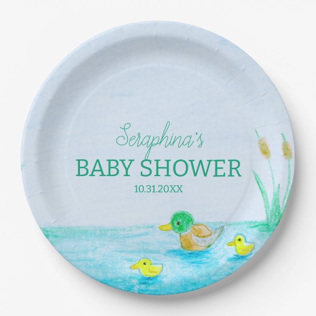Assiettes En Carton Cute Mallard Baby shower de canard (Devant)