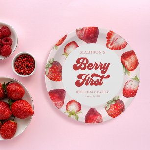 Assiettes En Carton Cute Moderne Boho fraise Berry 1er anniversaire