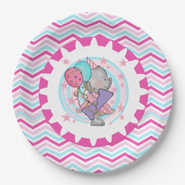 Assiettes En Carton Cute Mouse 1ère Plaques Papier Anniversaire (Devant)
