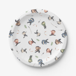 Assiettes En Carton Cute Ninja Guerrier Enfants Plaques en papier