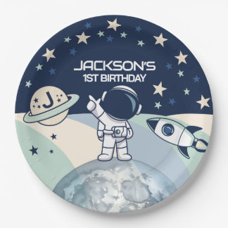 Assiettes En Carton Cute Outer Space Astronaut Birthday