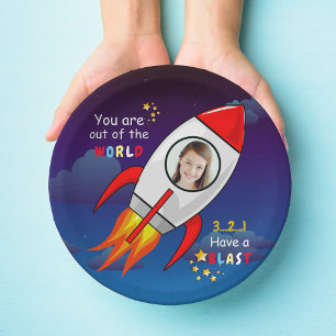 Assiettes En Carton Cute Outer Space Rocket Ship Blast Off Birthday