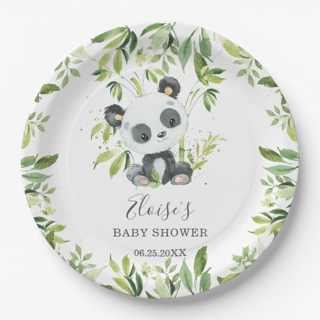 Assiettes En Carton Cute Panda Bear Baby shower de verdure Anniversair (Devant)